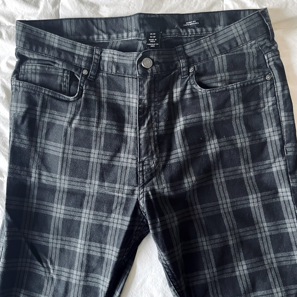 H&M Skinny Fit Pants Grey & Black lined